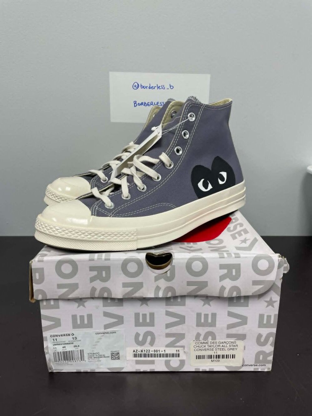 Men's Converse X CDG Chuck Taylor High All Star Steel Grey (171847C) (Unisex)